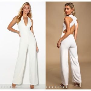 Lulus Think Out Loud Whit Backless Jumpsuit